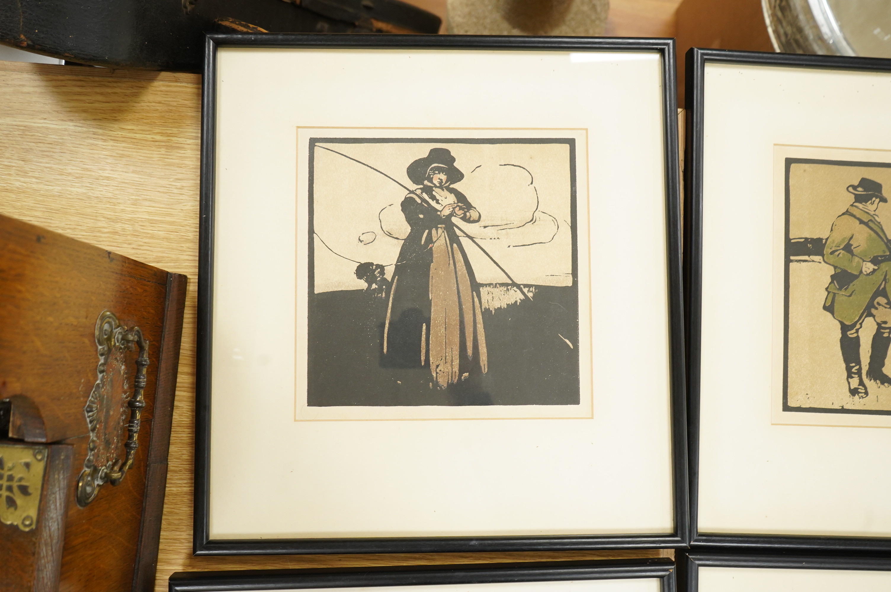 After Sir William Nicholson (1872-1949), twelve woodblock-style colour lithographs from ‘The Almanac of twelve sports’ / ‘The Sporting Calendar’, circa 1895, 22 x 22cm